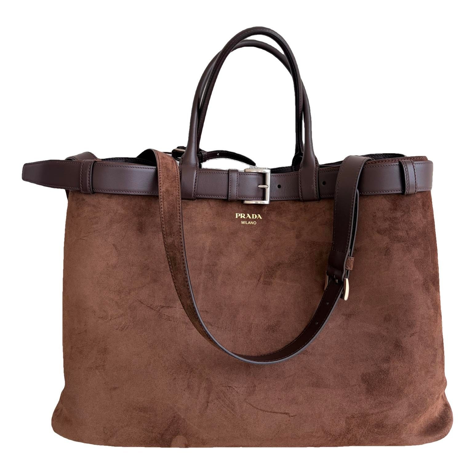 Buckle leather handbag