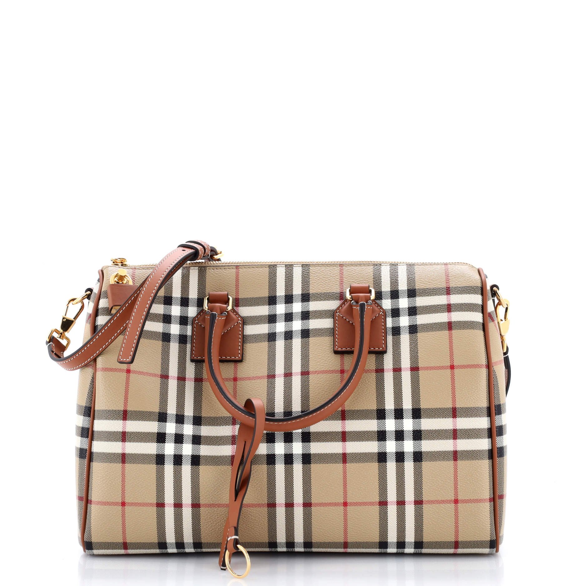 Burberry Bowling Bag Vintage Check Coated Canvas Medium