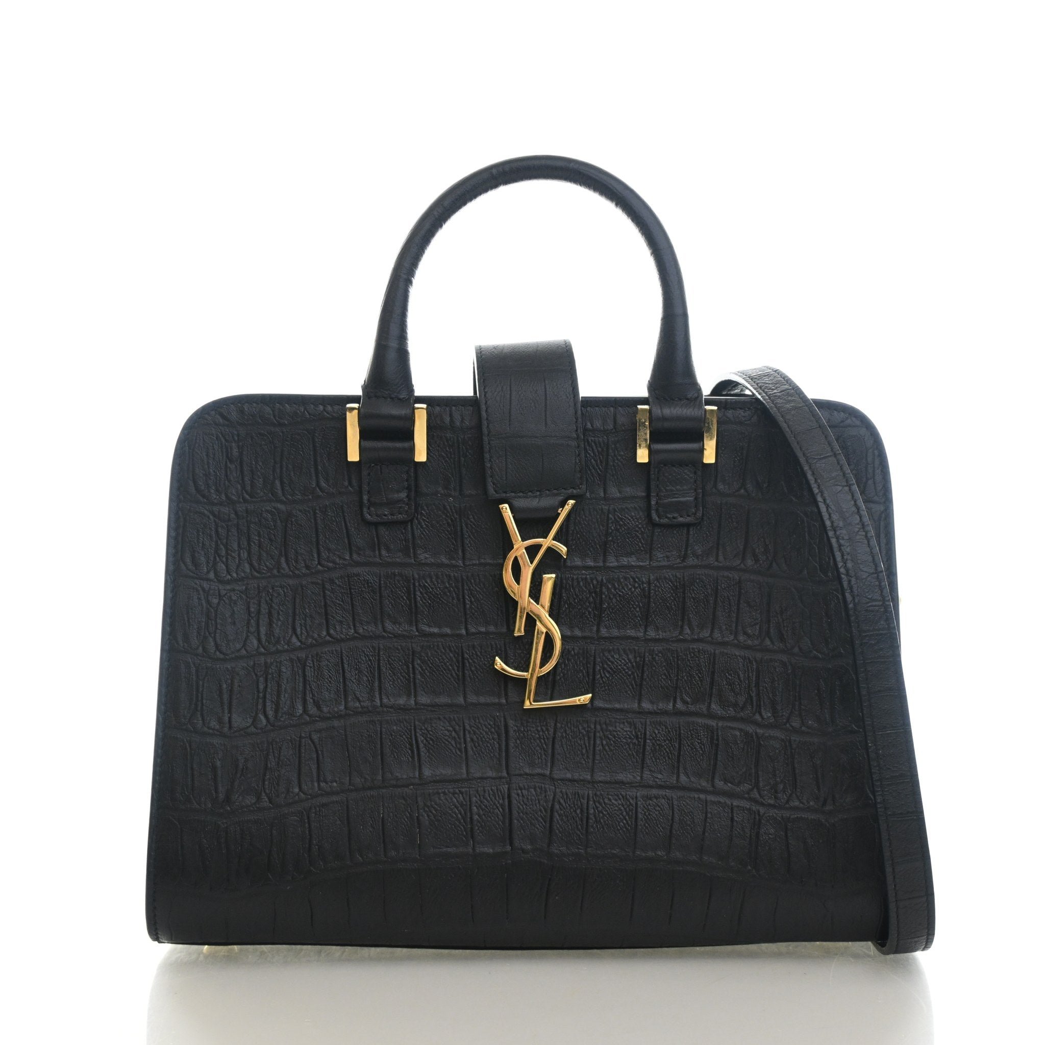 Saint Laurent Baby Crocodile Embossed Leather Cabas