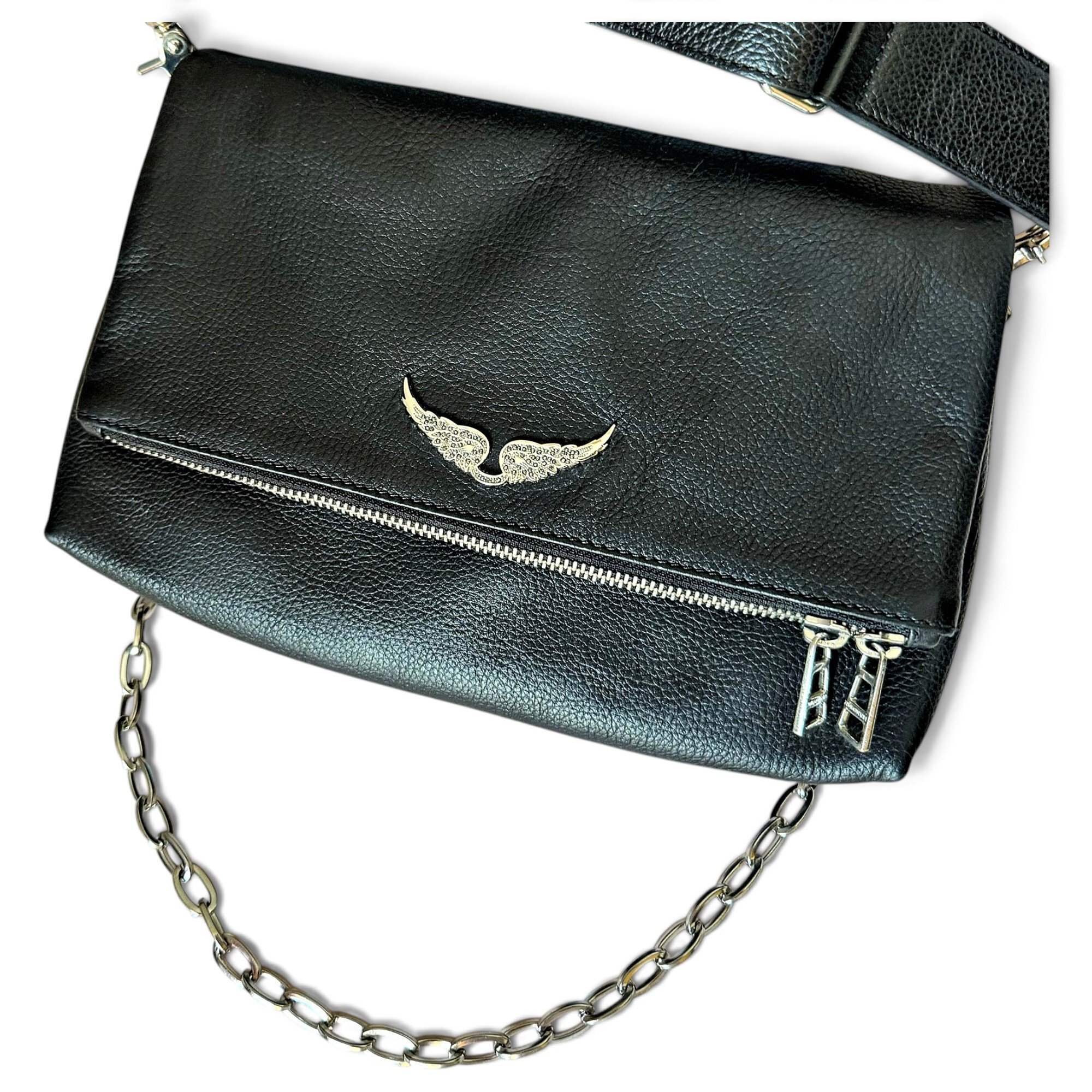 Rock leather clutch bag