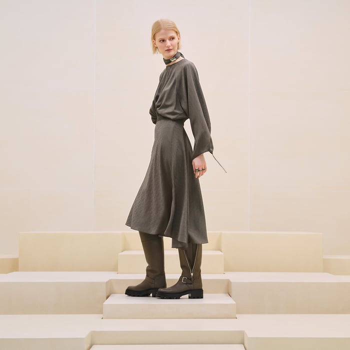 Marron Tarn "Losanges Sur Jacquard" Dress