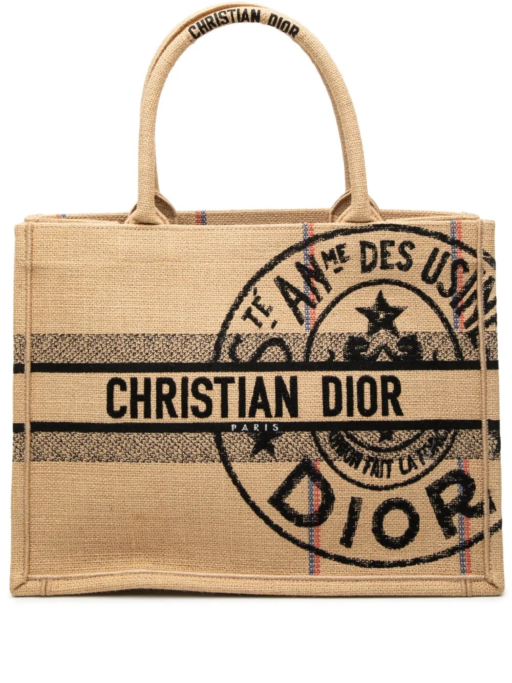 2022 Medium Jute Embroidered Book tote bag