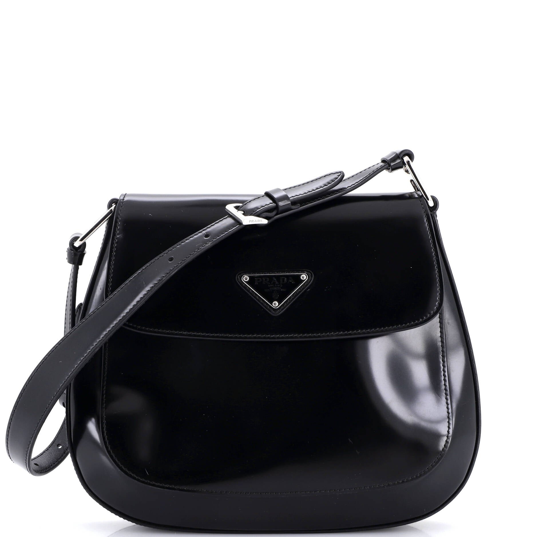 Prada Cleo Flap Shoulder Bag Spazzolato Leather Large