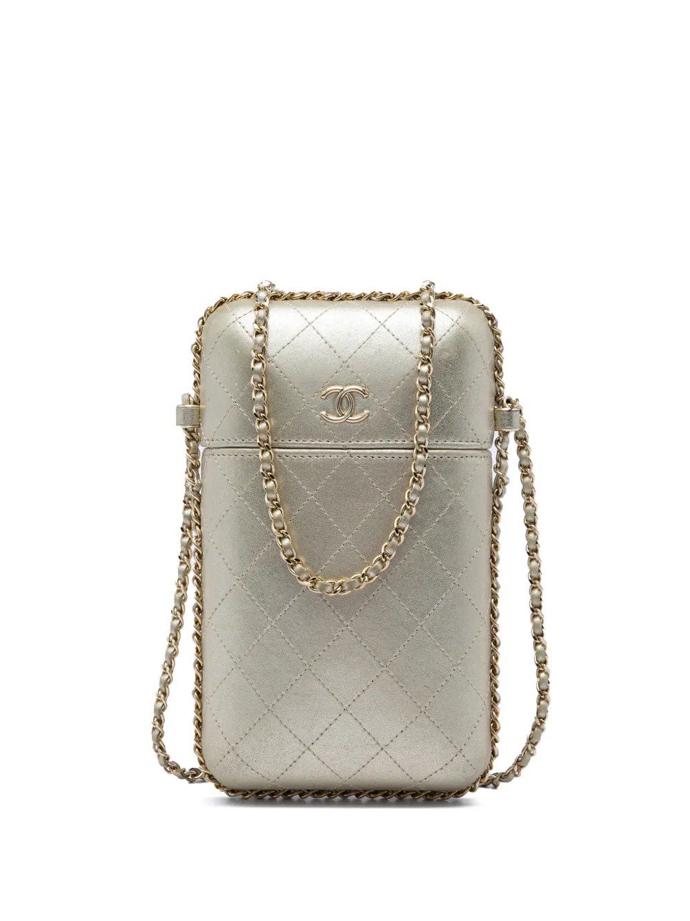 2016-2017 CC Quilted Metallic Lambskin Chain Around Phone Holder crossbody bag