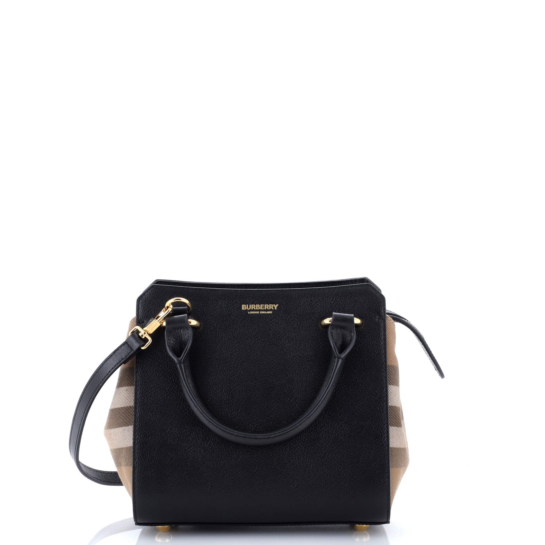 Burberry Banwell Tote Leather and House Check Canvas Mini