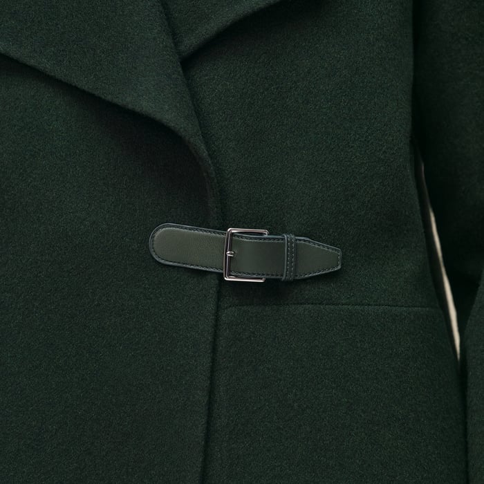 Vert Anglais Cashmere Coat With Shawl Collar