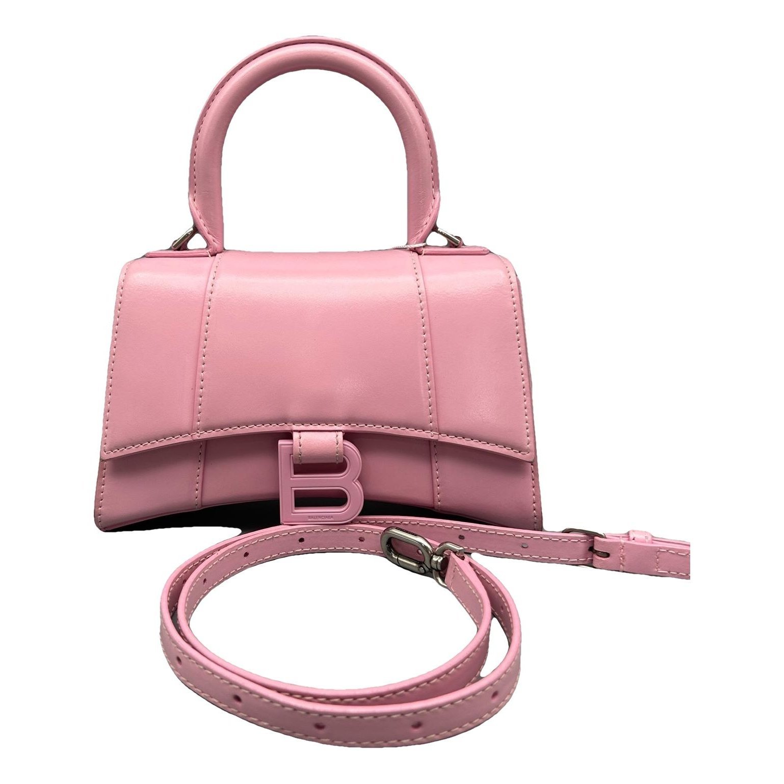 Hourglass leather handbag
