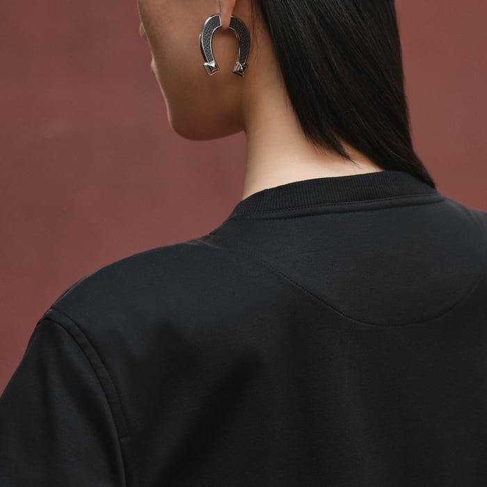 Noir Embroidered Pocket Flared Dress