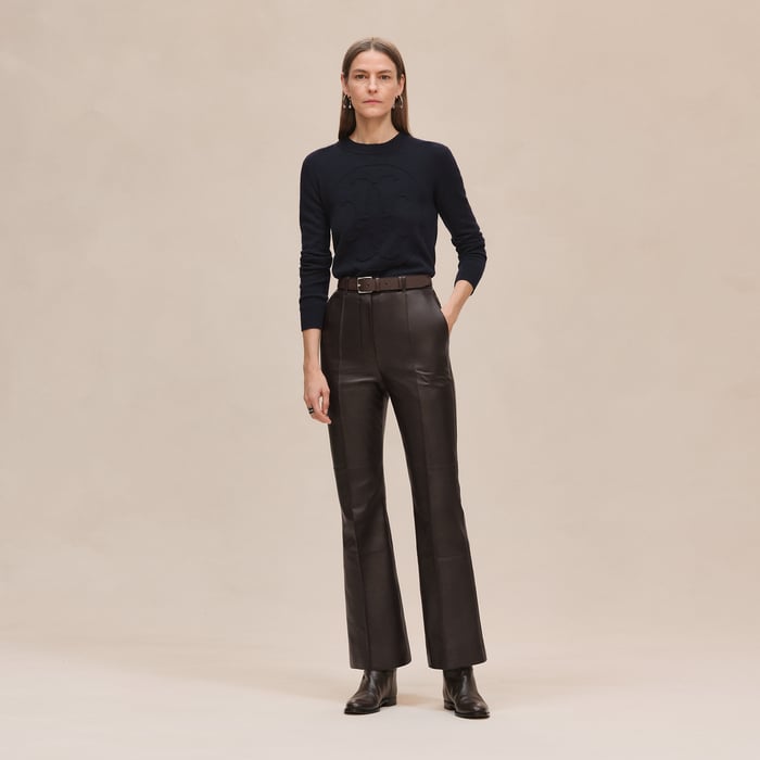 Bleu Noir Cashmere "H Lift" Long-sleeve Sweater