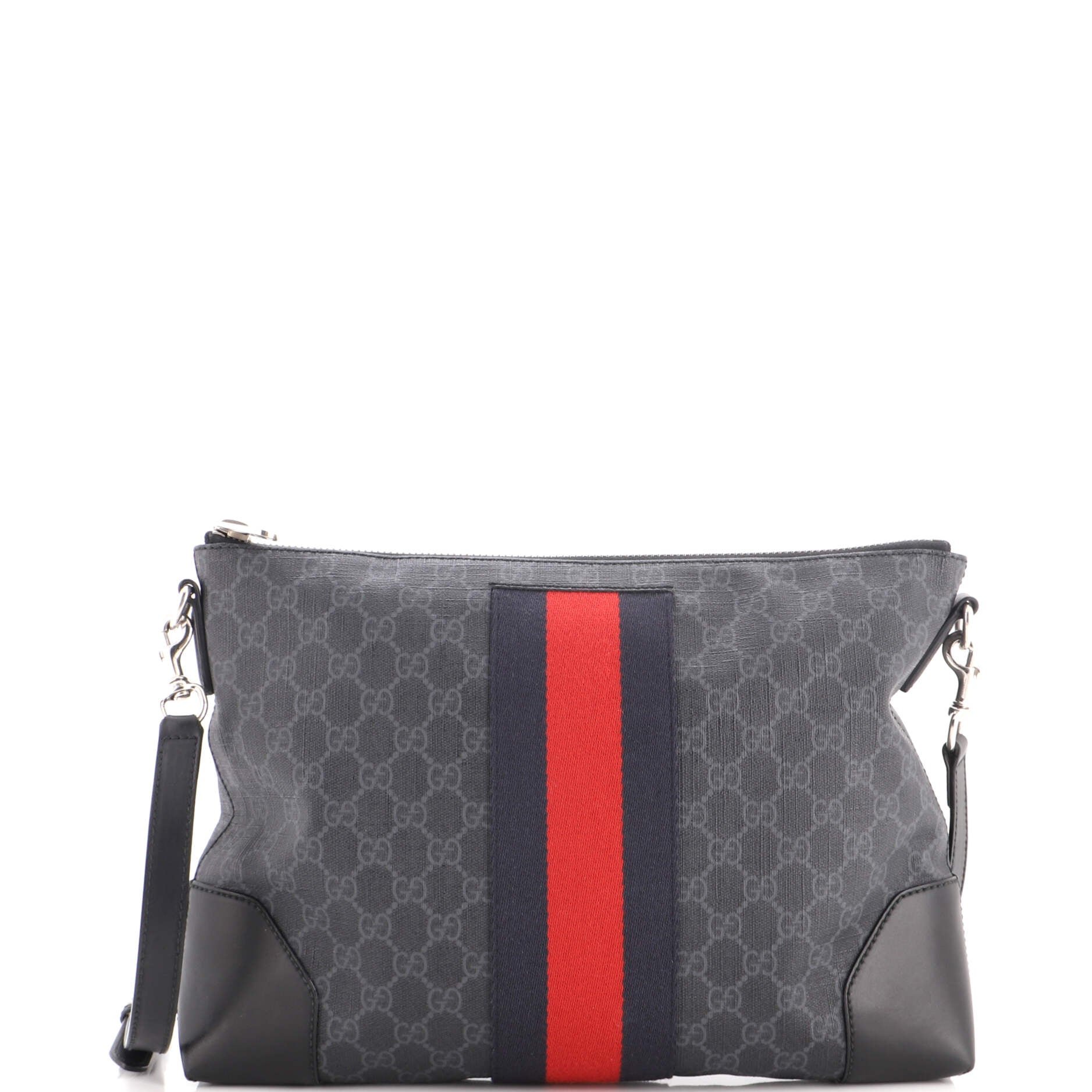 Web Zip Flat Messenger GG Coated Canvas Medium