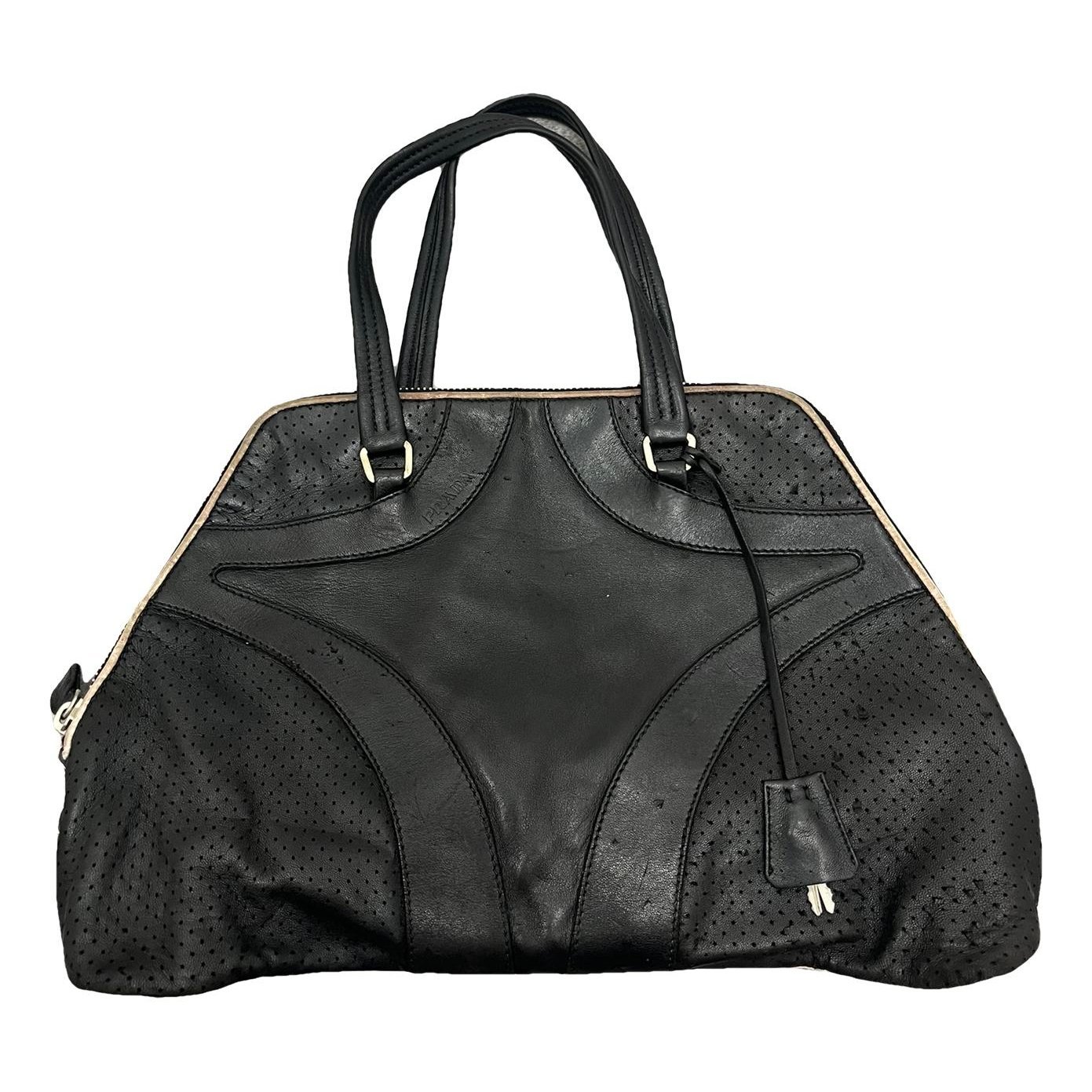 Pyramid leather handbag