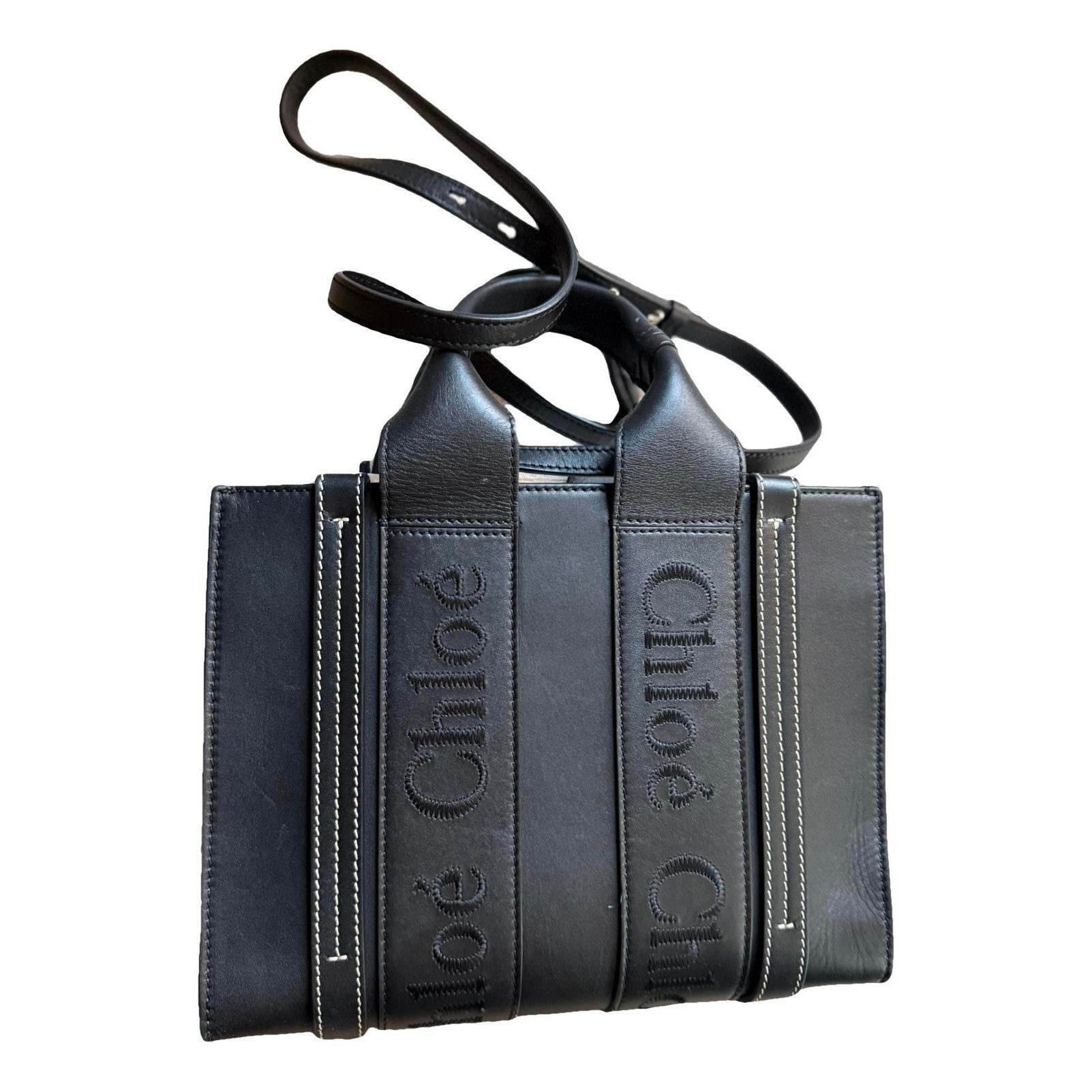 Woody leather tote