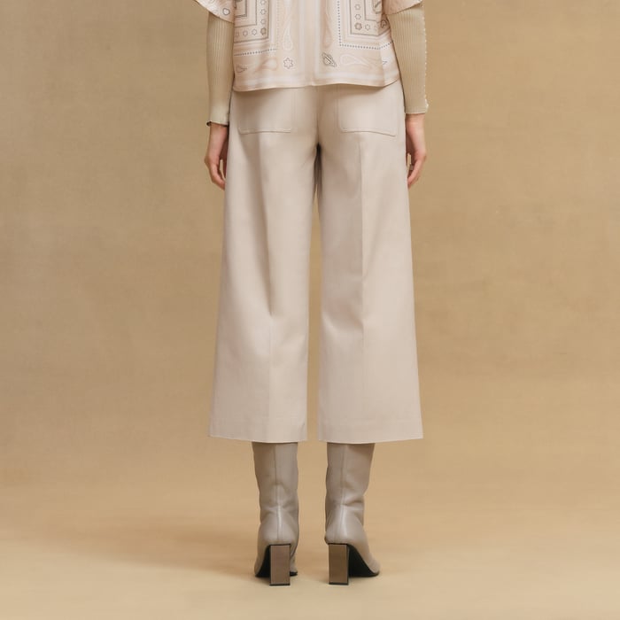 Beige Avoine Cropped Pants