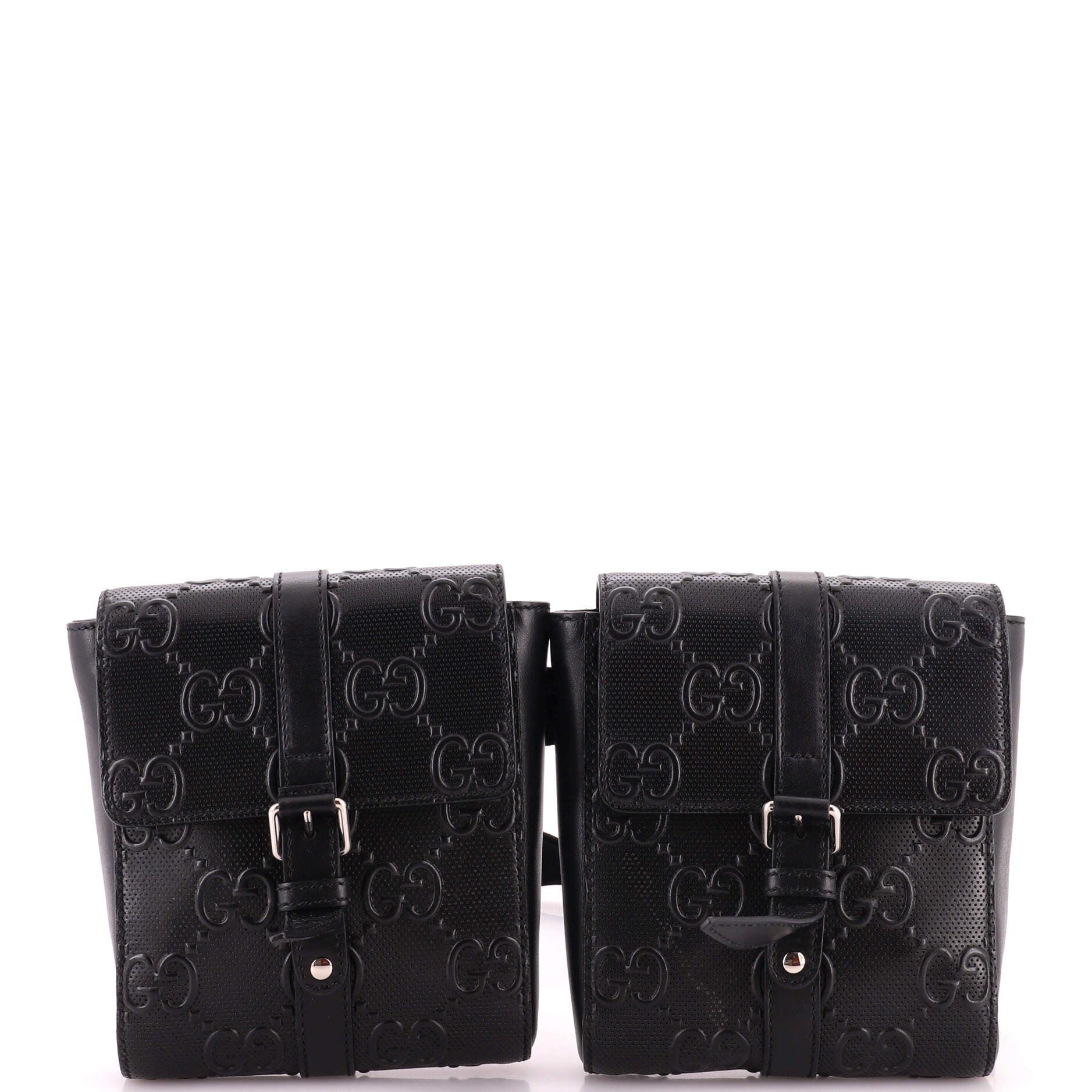 Double Belt Bag GG Embossed Perforated Leather