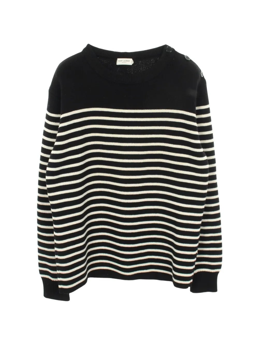 2010s shoulder button striped sweater