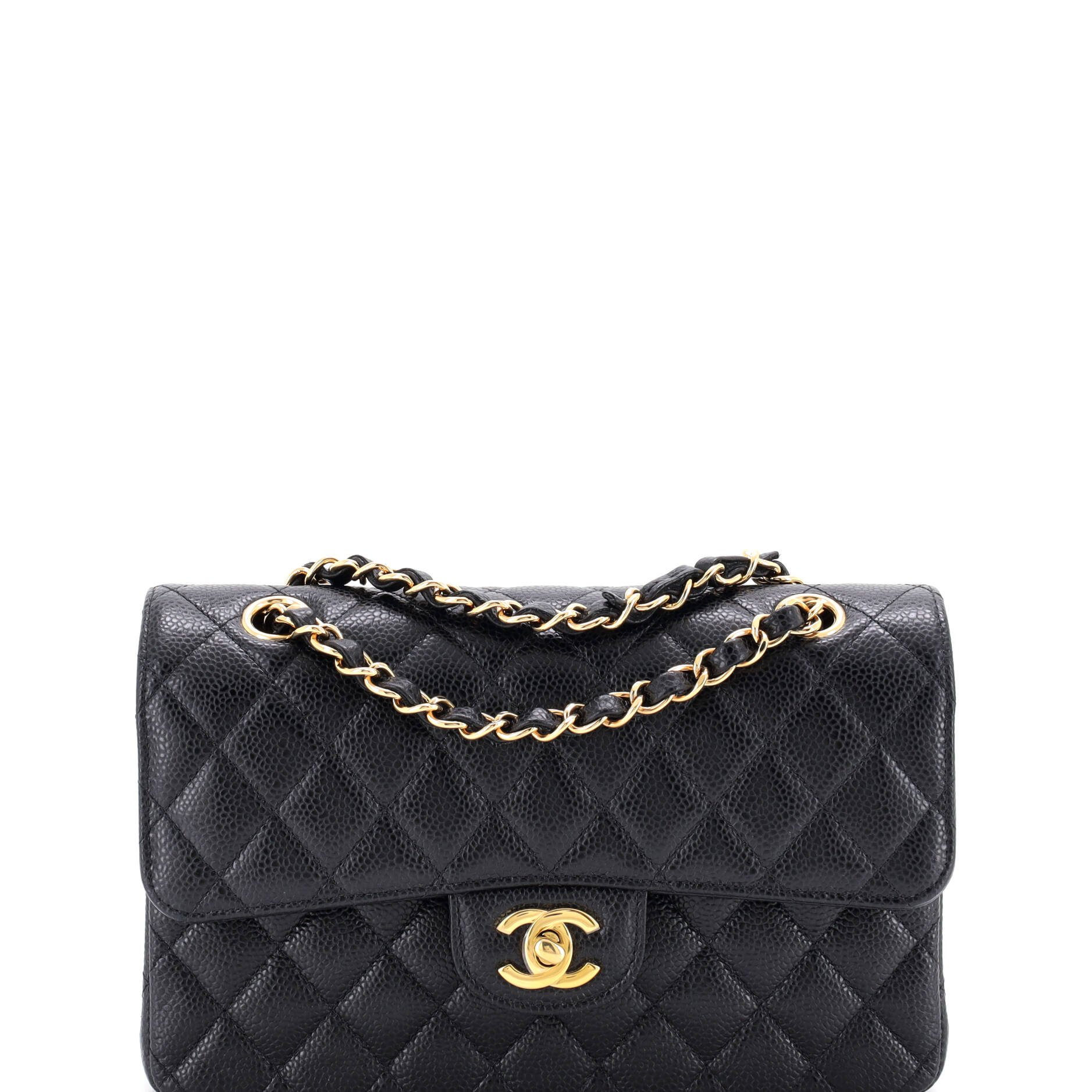 Classic Double Flap Bag Quilted Caviar Small