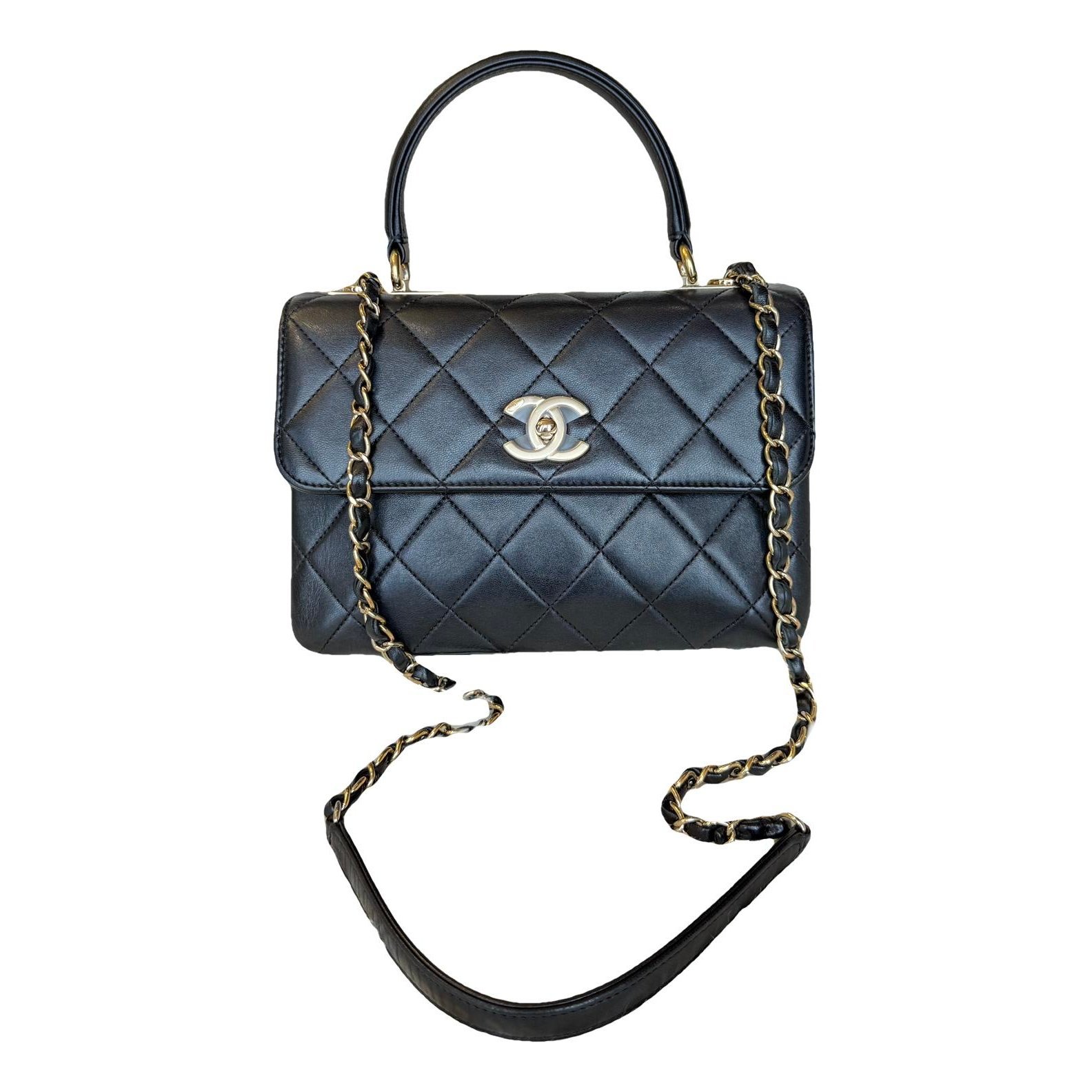 Trendy CC Top Handle leather handbag