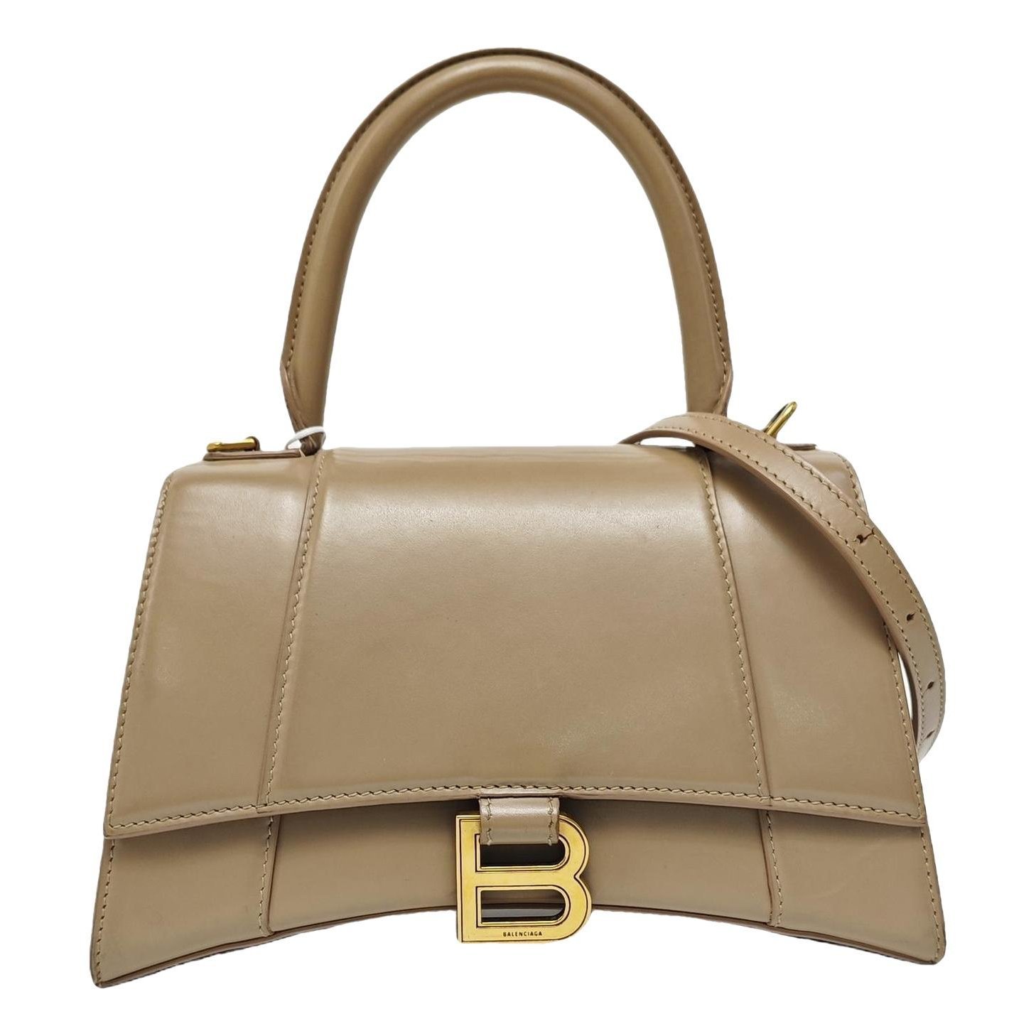 Hourglass leather handbag
