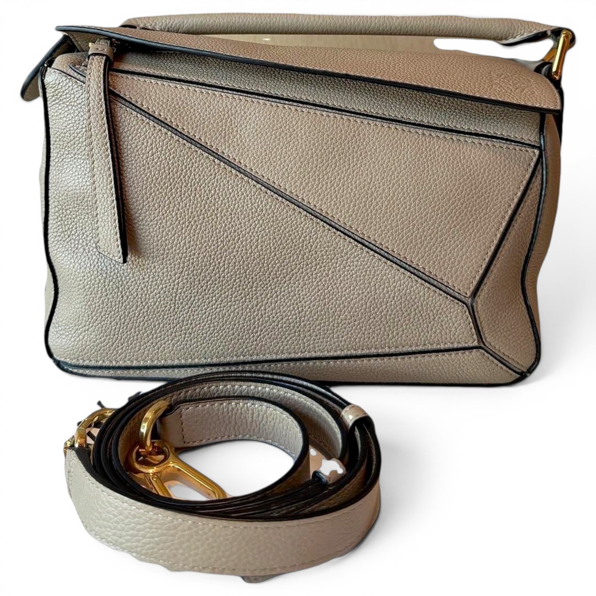 Puzzle leather handbag