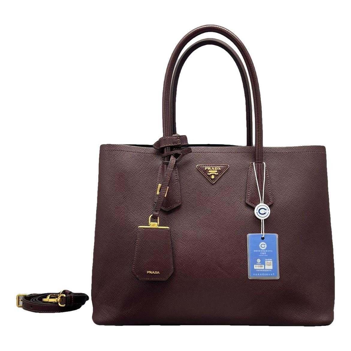 Double leather handbag