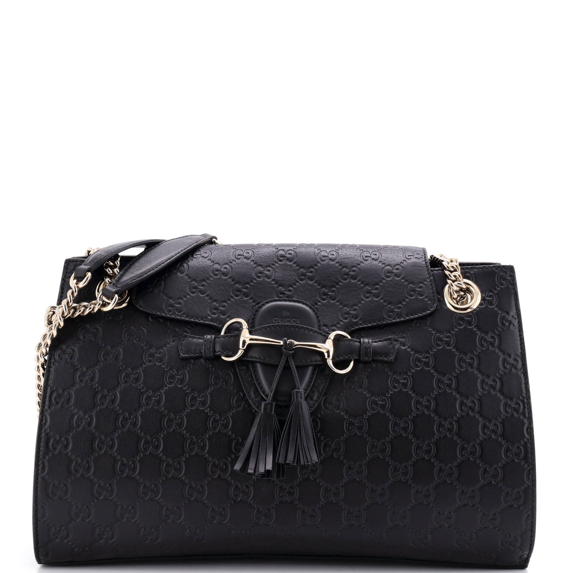 Emily Chain Flap Shoulder Bag Guccissima Leather Large