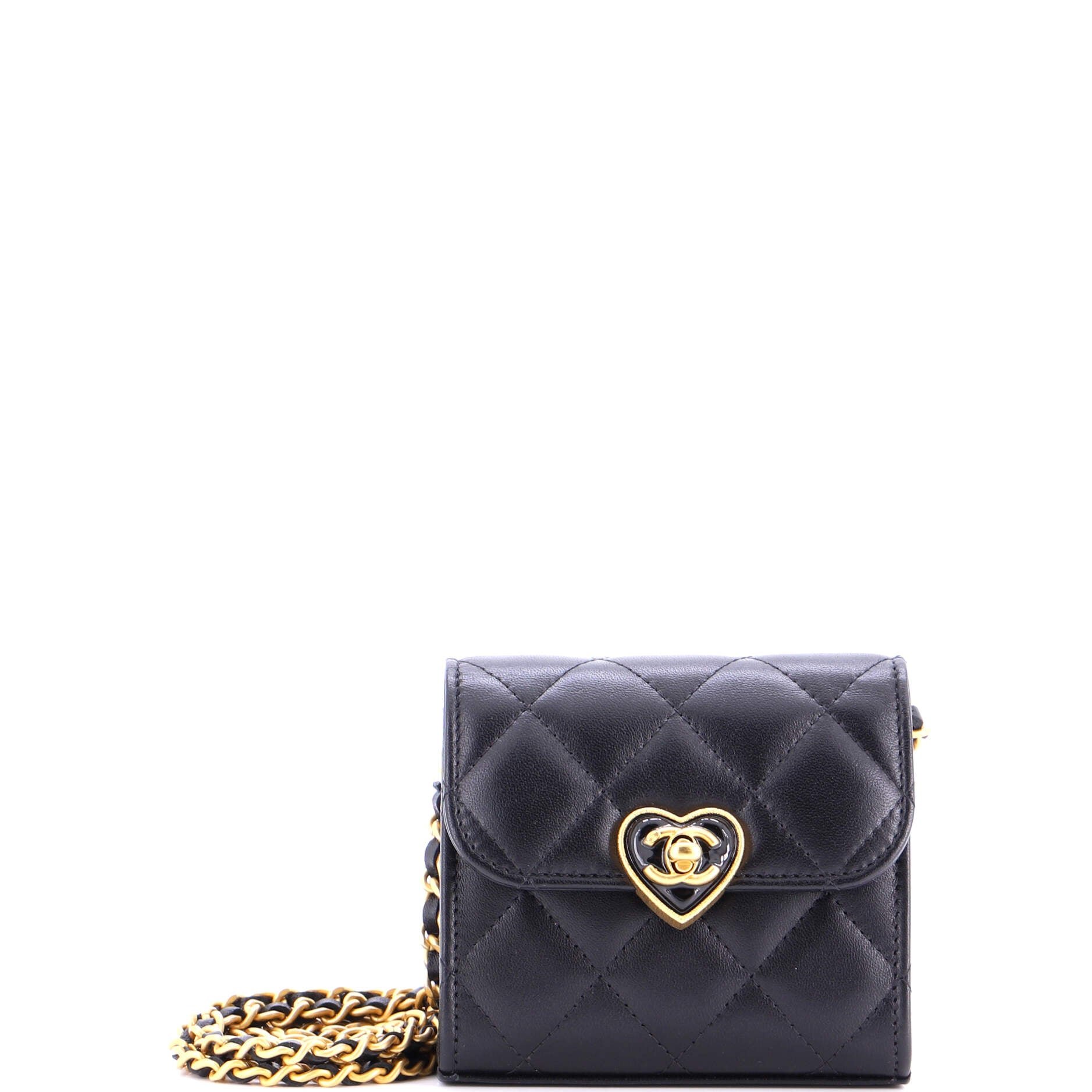 Chanel Coco Love CC Heart Clutch with Chain Quilted Lambskin Mini