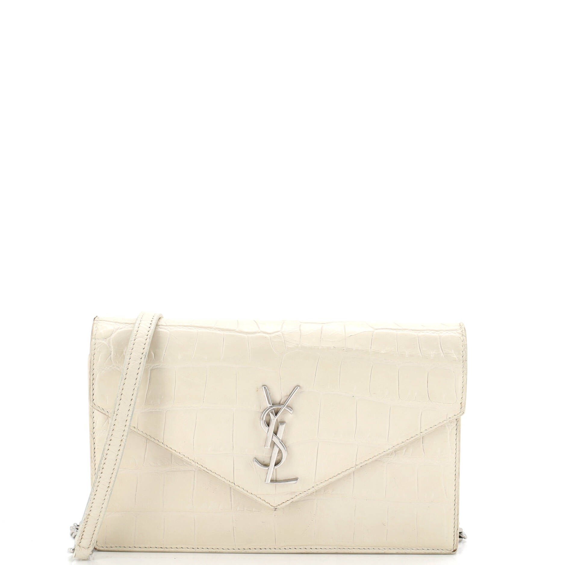 Uptown Chain Wallet Crocodile Embossed Leather