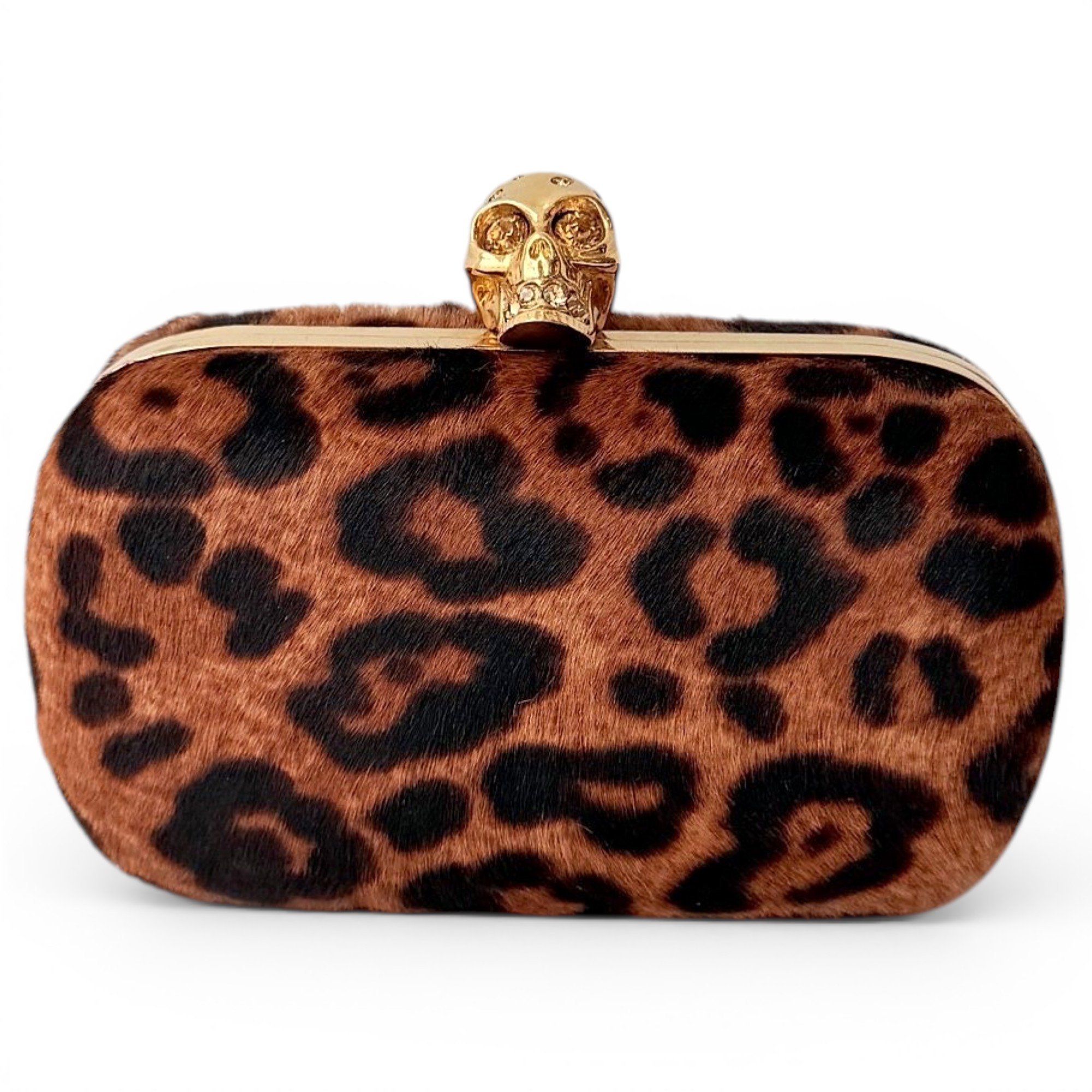 Knuckle pony-style calfskin clutch bag