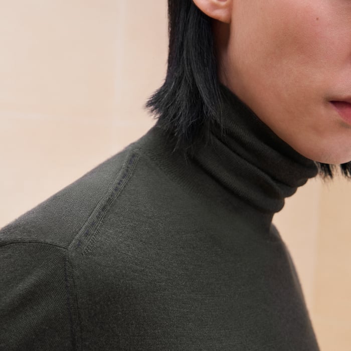 Kaki "Coutures Inversees" Turtleneck Sweater
