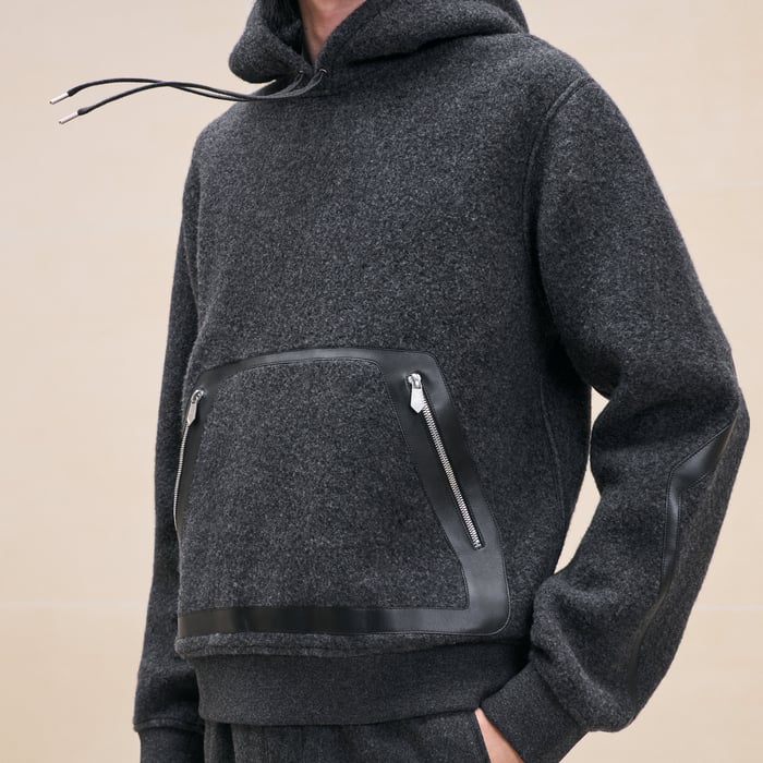 Gris Foncé Varsity Hooded Sweater