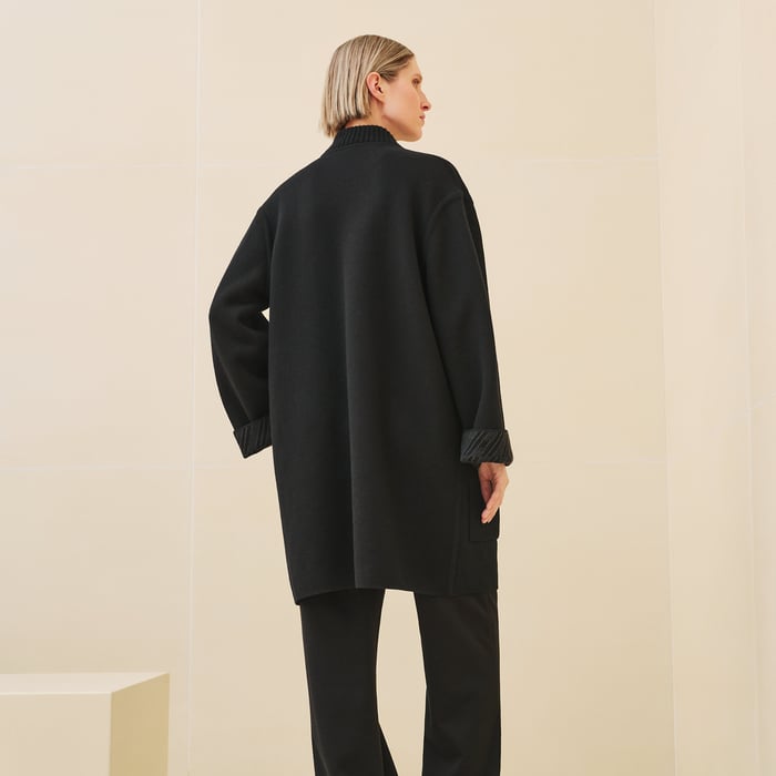 Noir "H En Biais" Reversible Zipped Coat