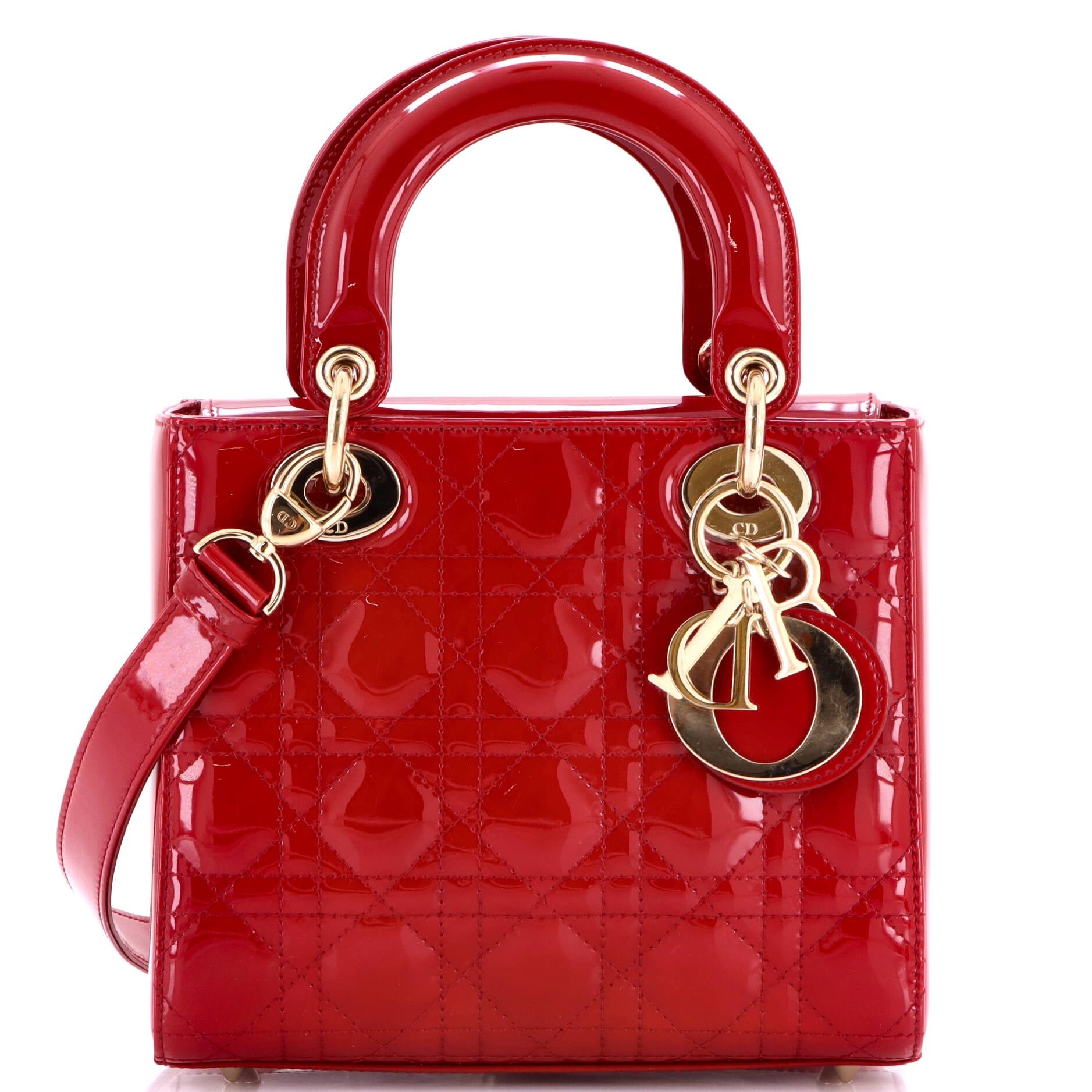 Lady Dior Bag Cannage Quilt Patent Small