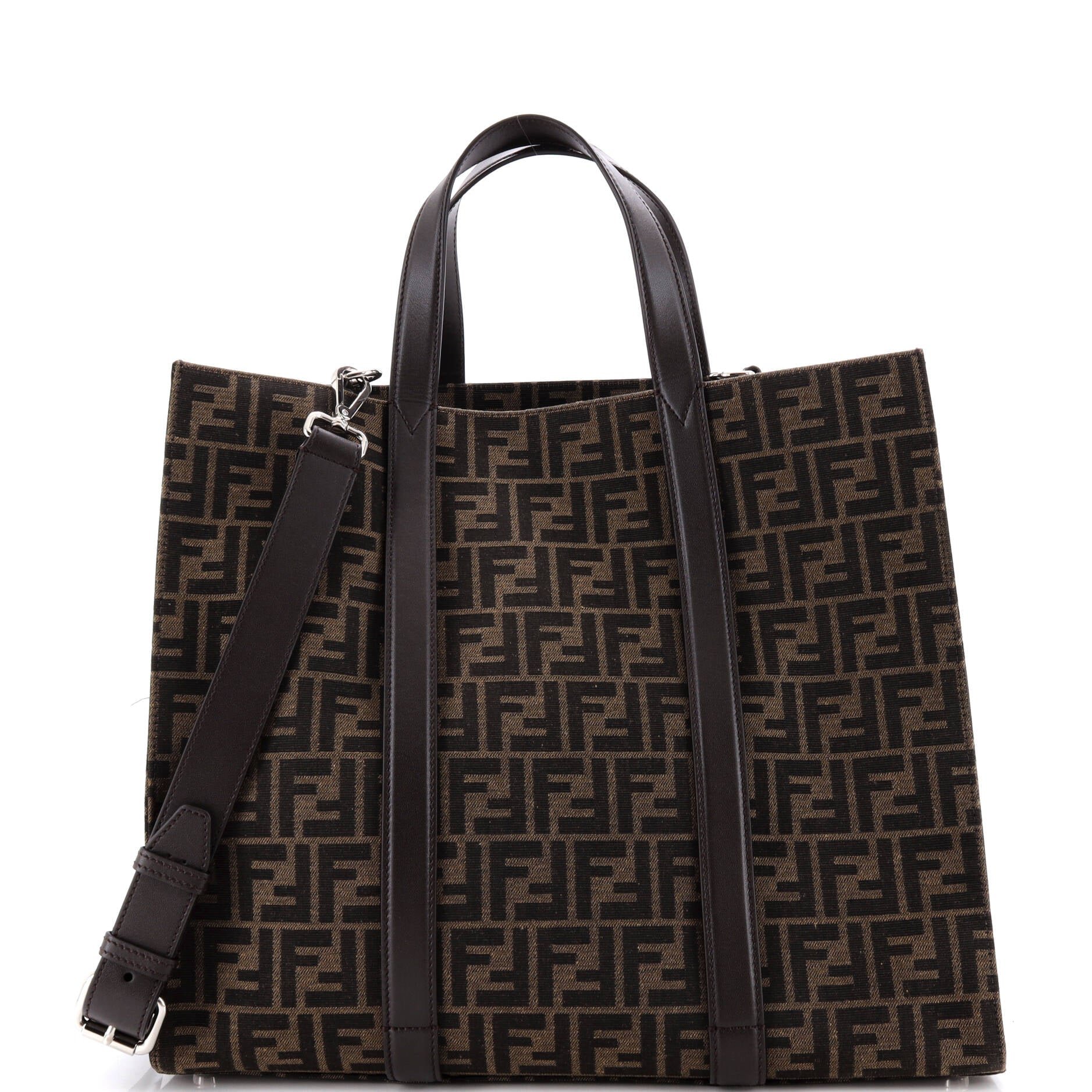 Convertible Open Tote Zucca Jacquard Fabric and Leather Large