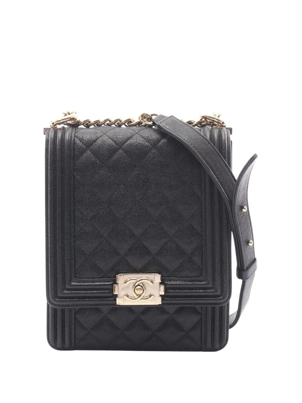 2019 Quilted Caviar North South Boy Flap crossbody bag