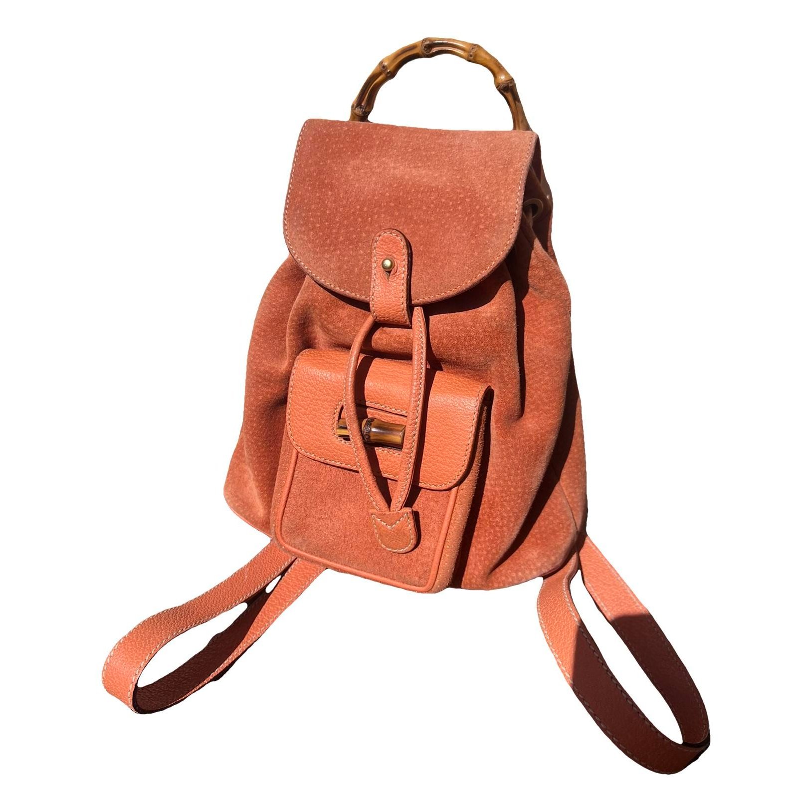 Bamboo Tassel Oval leather backpack