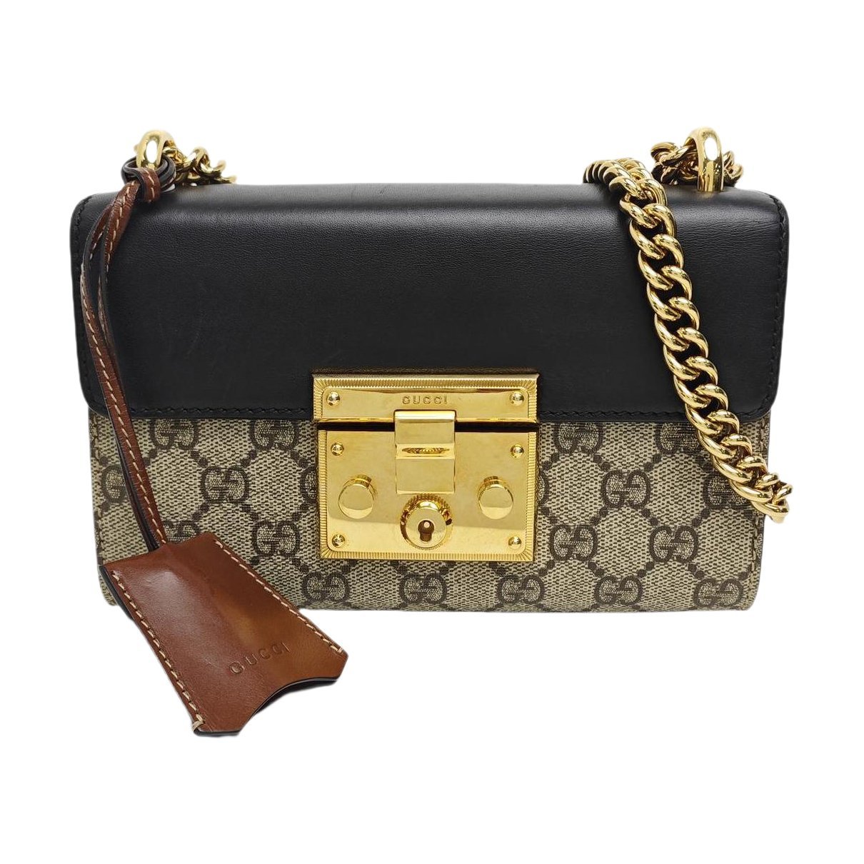 Padlock leather handbag
