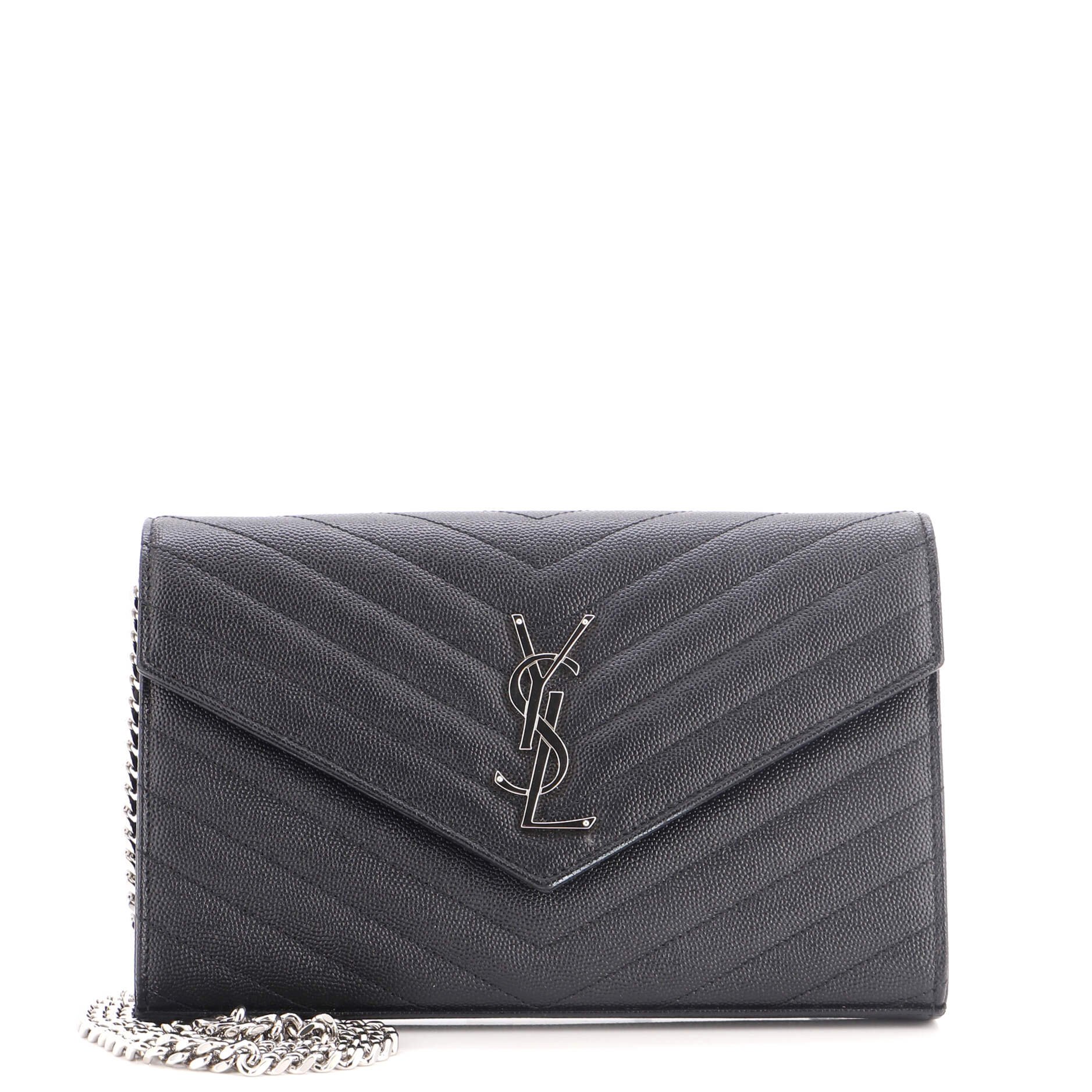 Classic Monogram Wallet on Chain Matelasse Chevron Leather Medium