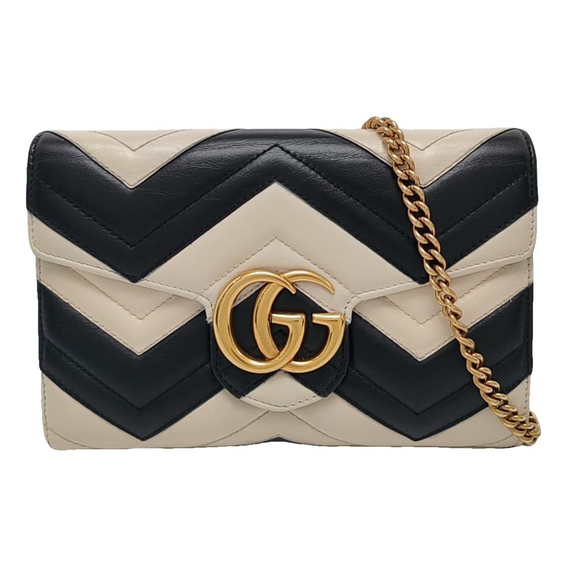 Pearly GG Marmont Chain Wallet leather crossbody bag