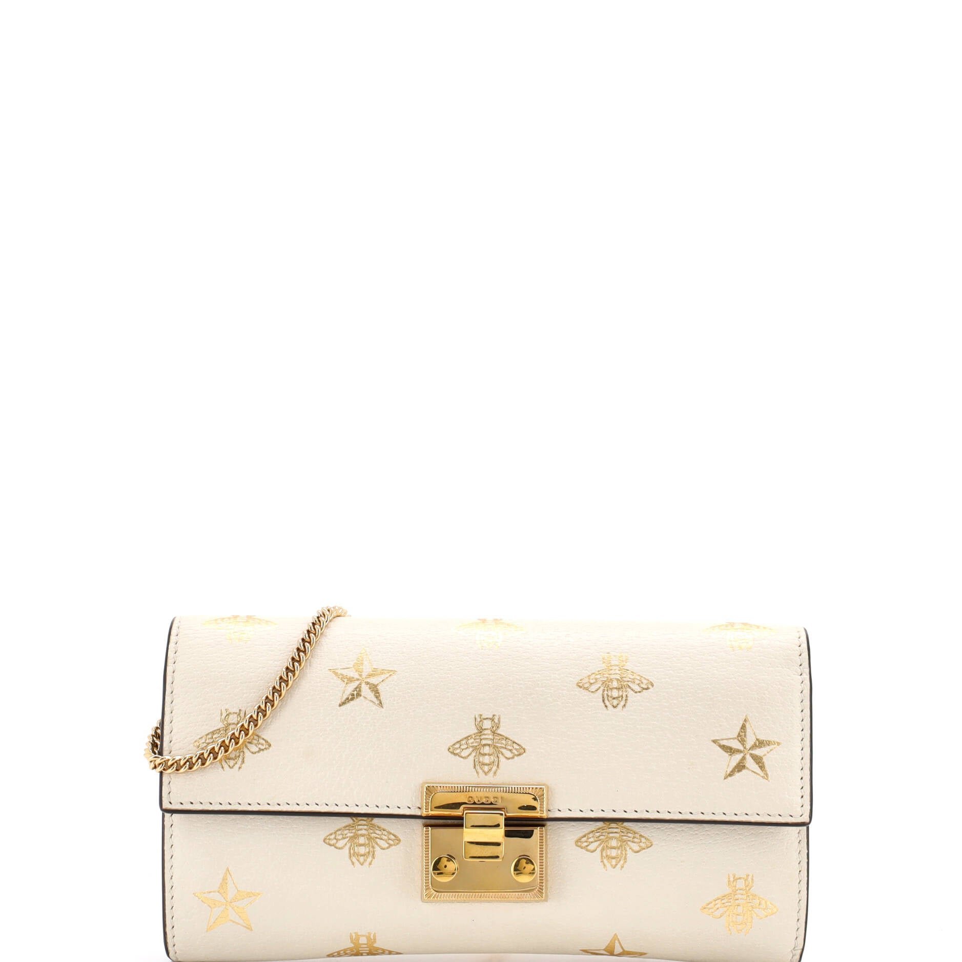 Padlock Continental Chain Wallet Printed Leather Long
