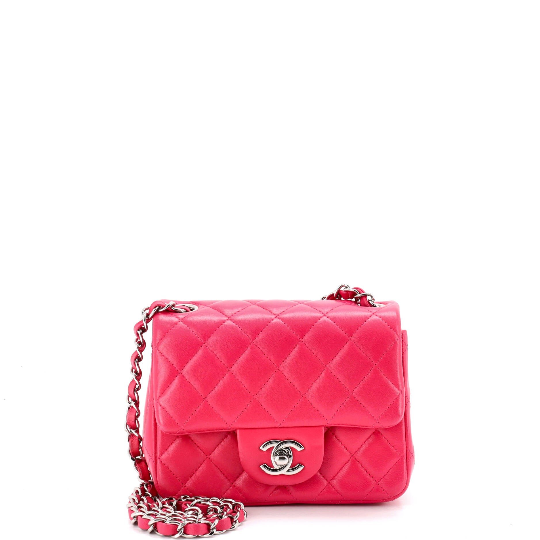 Square Classic Single Flap Bag Quilted Lambskin Mini