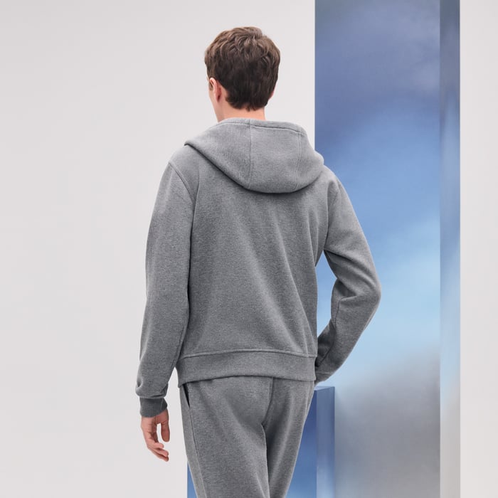 그리 “empreintes Sellier Cuir” 지퍼 후드 스웨터