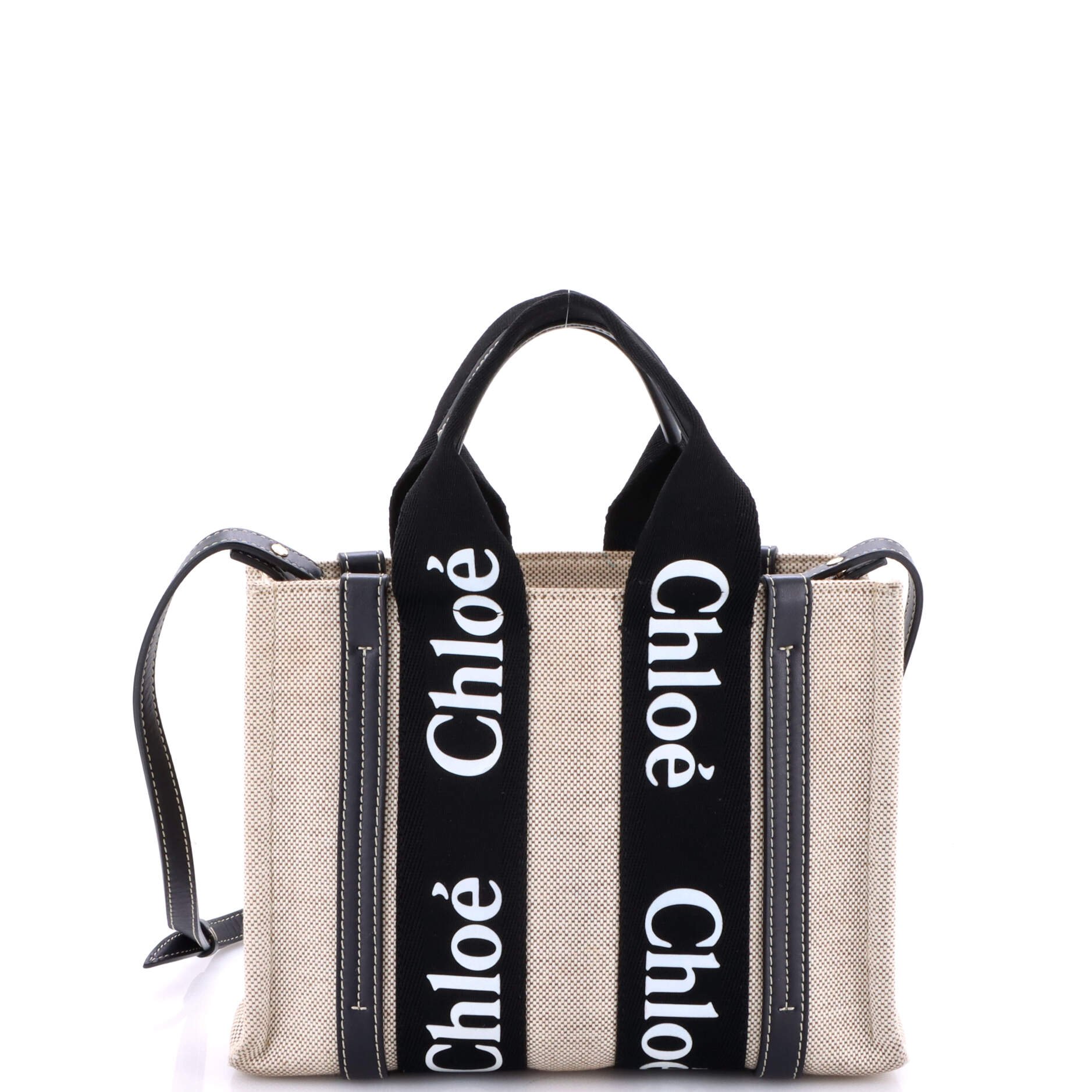 Chloe Woody Tote Canvas with Leather Small
