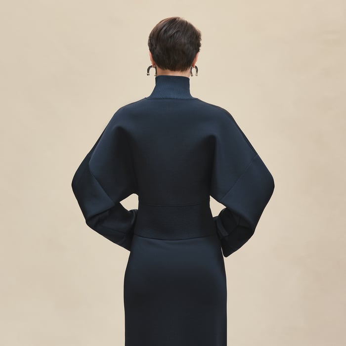 Bleu Noir Zipped Bicolor Jacket