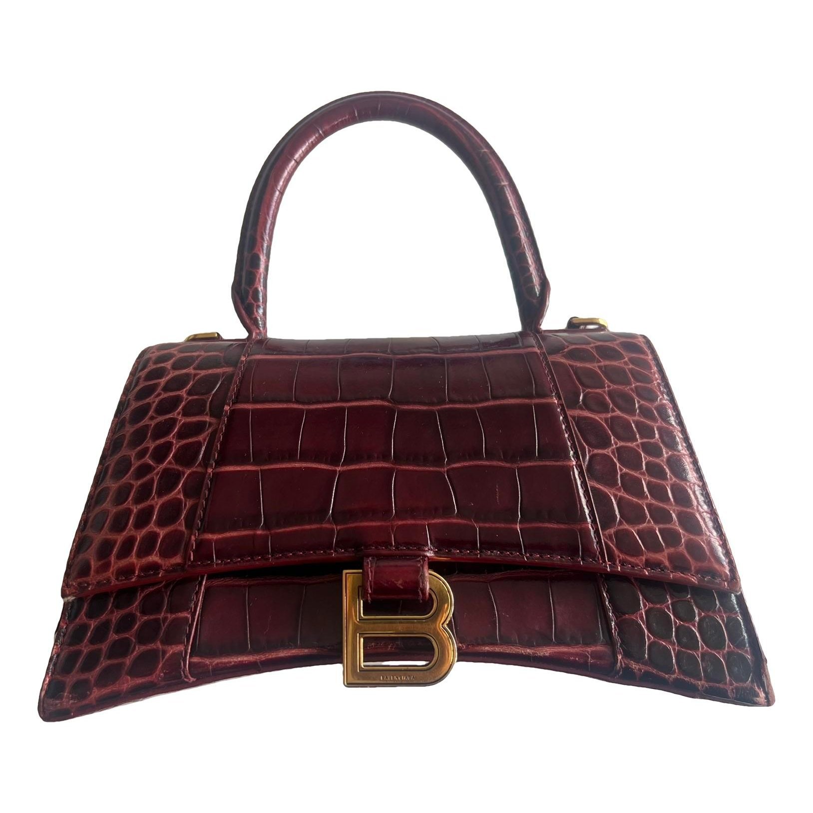 Hourglass leather handbag