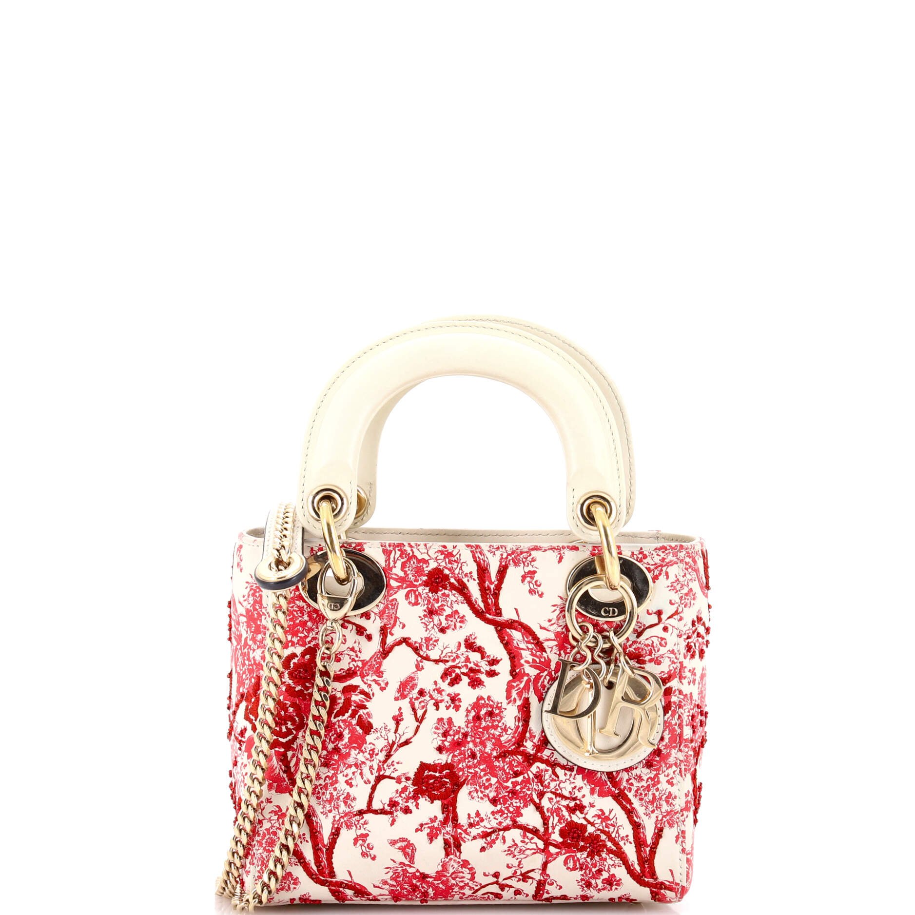 Lady Dior Chain Bag Embroidered Calfskin Mini