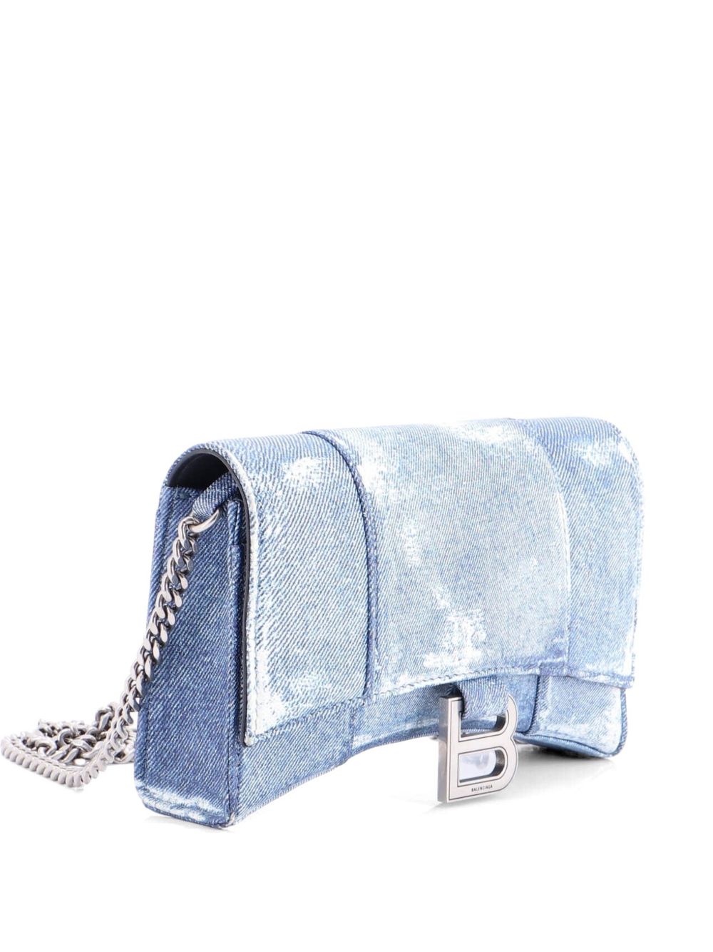 Hourglass Chain Wallet Denim Printed Leather shoulder bag