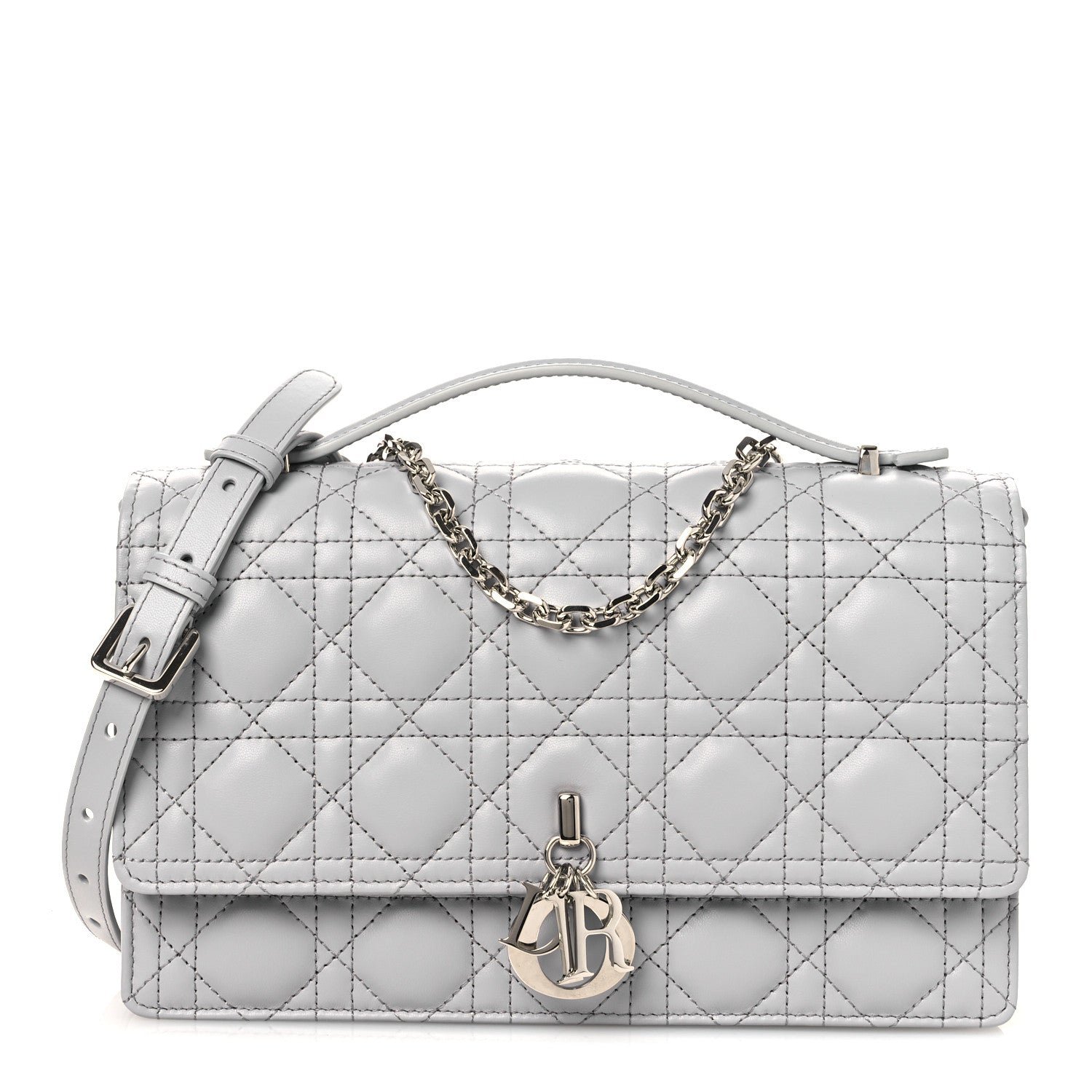 Christian Dior Lambskin Cannage My Dior Top Handle Bag Cloud Blue