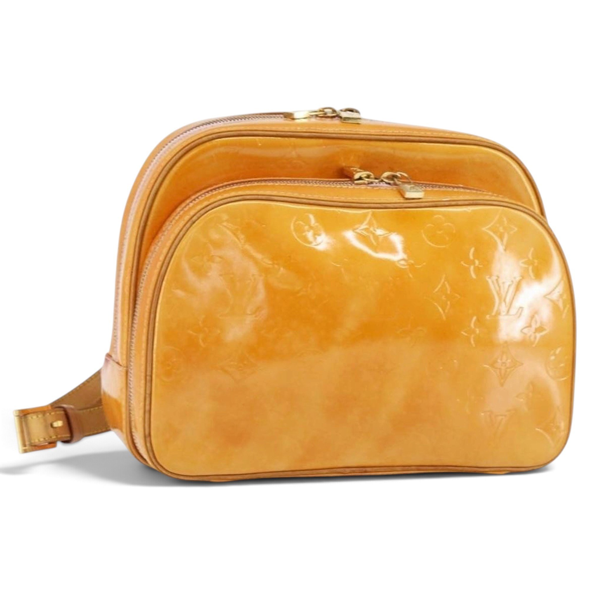Patent leather backpack