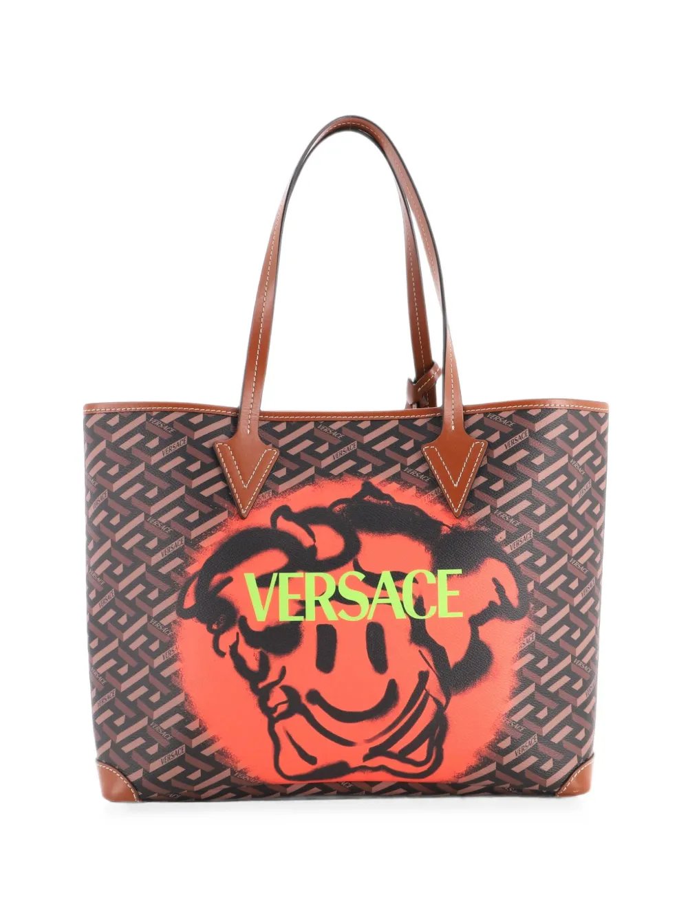 Shopping Printed La Greca Signature Coated Canvas Medium tote bag