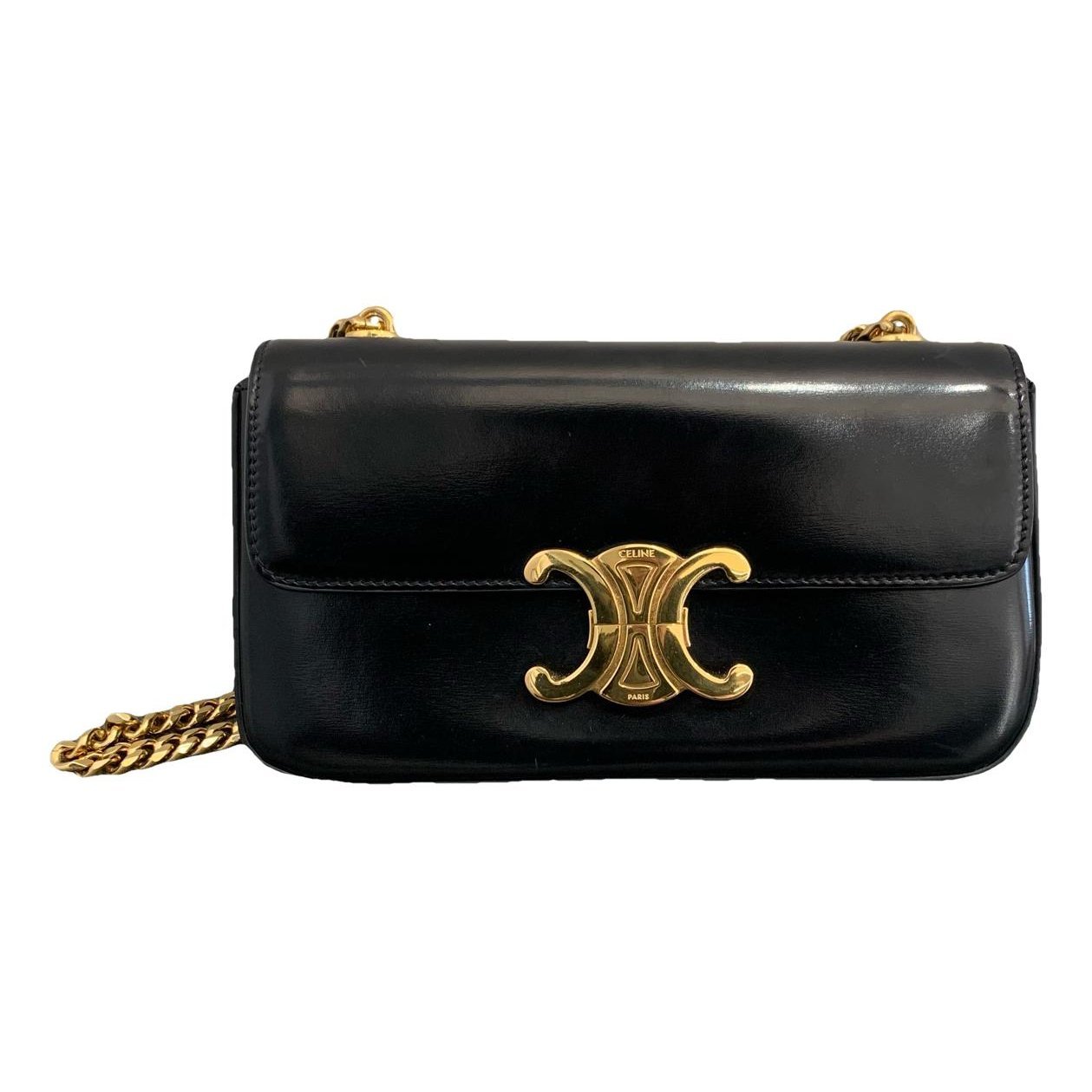 Triomphe chain leather handbag